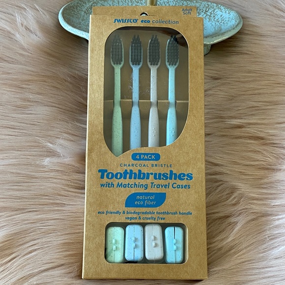 NWT Swissco Eco-Friendly Toothbrush Set of 4 - Picture 1 of 5